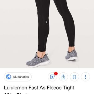 Lululemon Fast As Fleece Tights Size 2 Great Cond.